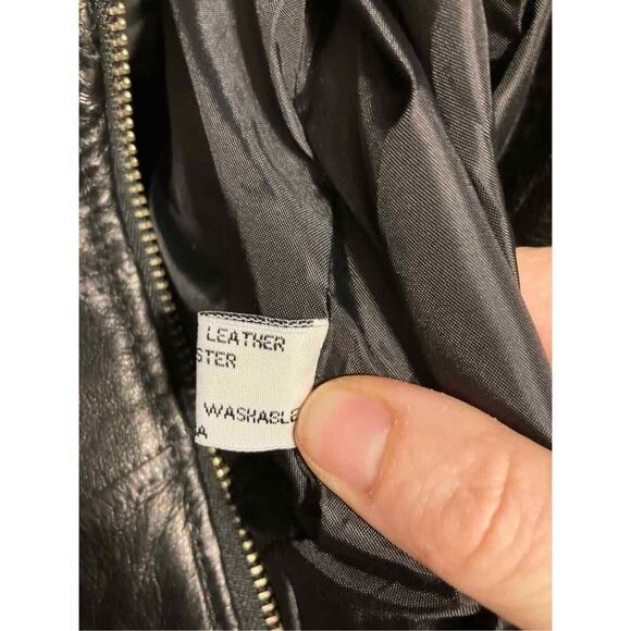 Leather jacket womans Large black biker Moto eagle god bless America NWT - Picture 10 of 12
